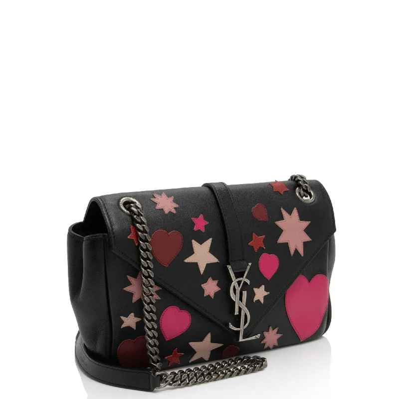 Saint Laurent Calfskin Heart Patchwork Monogram Chain Wallet jEB9si