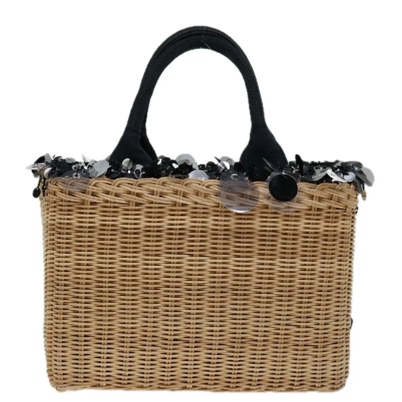 PRADA Hand Bag Wicker Beige  69445