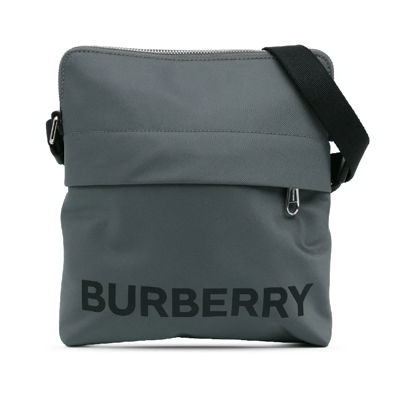 Gray Burberry Nylon Econyl Logo Neo Crossbody