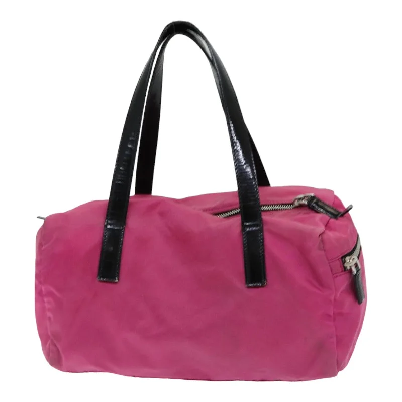 PRADA Hand Bag Nylon Pink Silver  85465