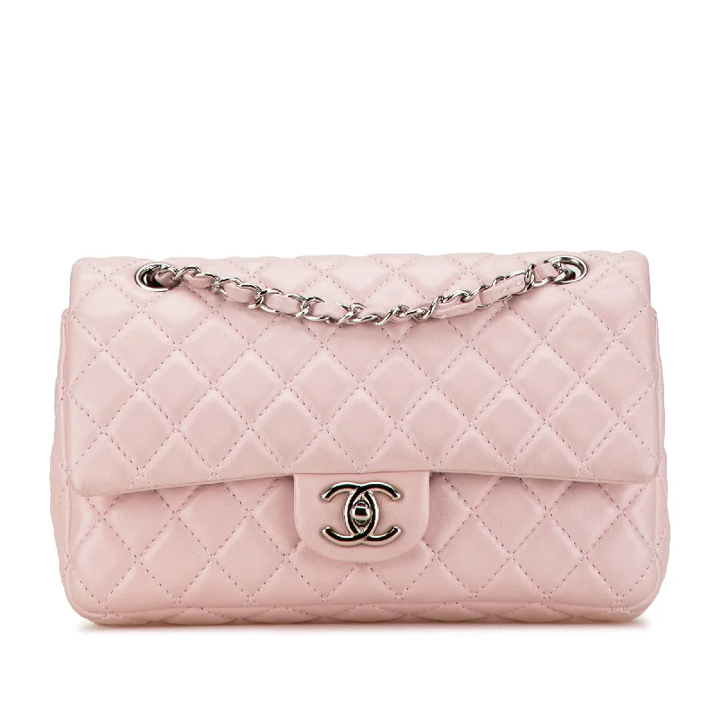 Pink Chanel Medium Classic Lambskin Double Flap Shoulder Bag