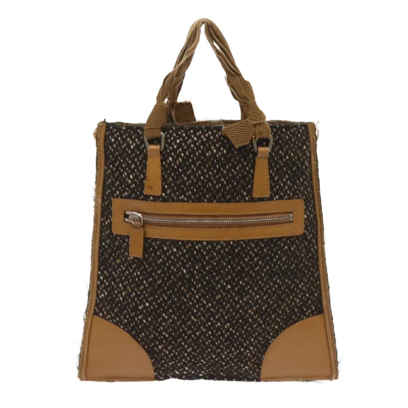 PRADA Hand Bag Wool Brown  68624