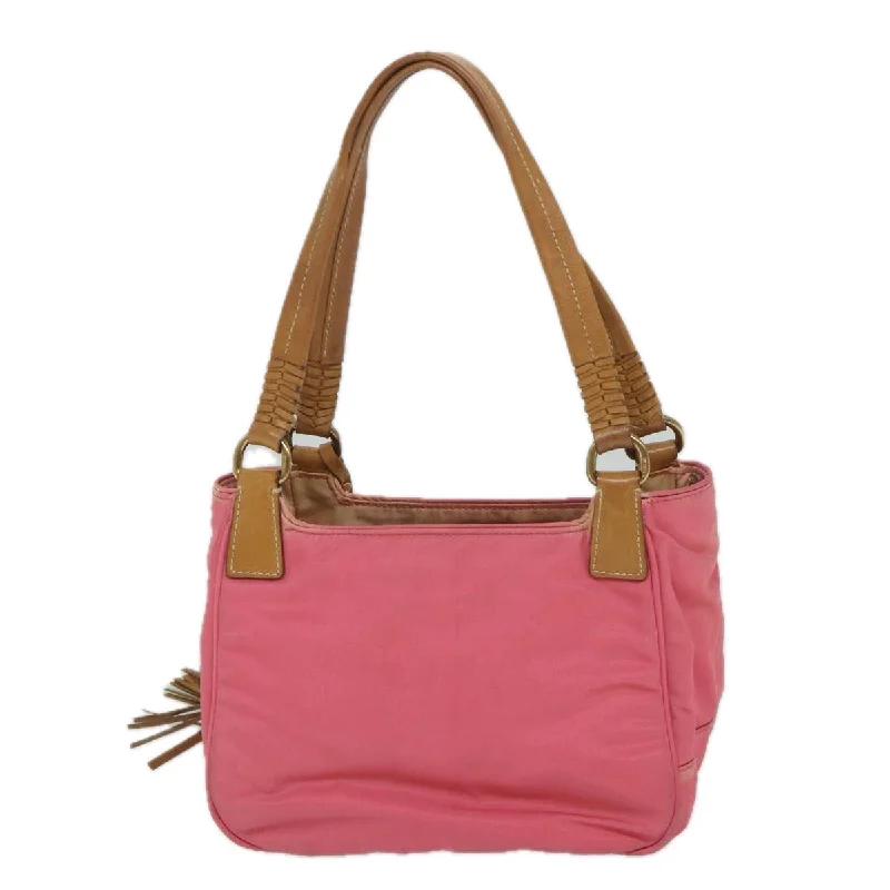 PRADA Hand Bag Nylon Pink Brown  bs8769