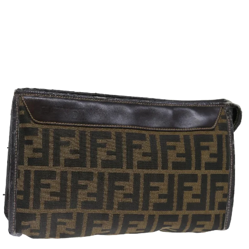 FENDI Zucca Canvas Clutch Bag Brown  yk11782