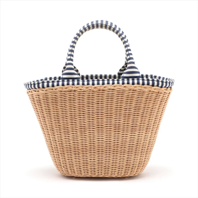 Prada Navy Middolino Wicker Basket Bucket Bag [Clearance Sale]