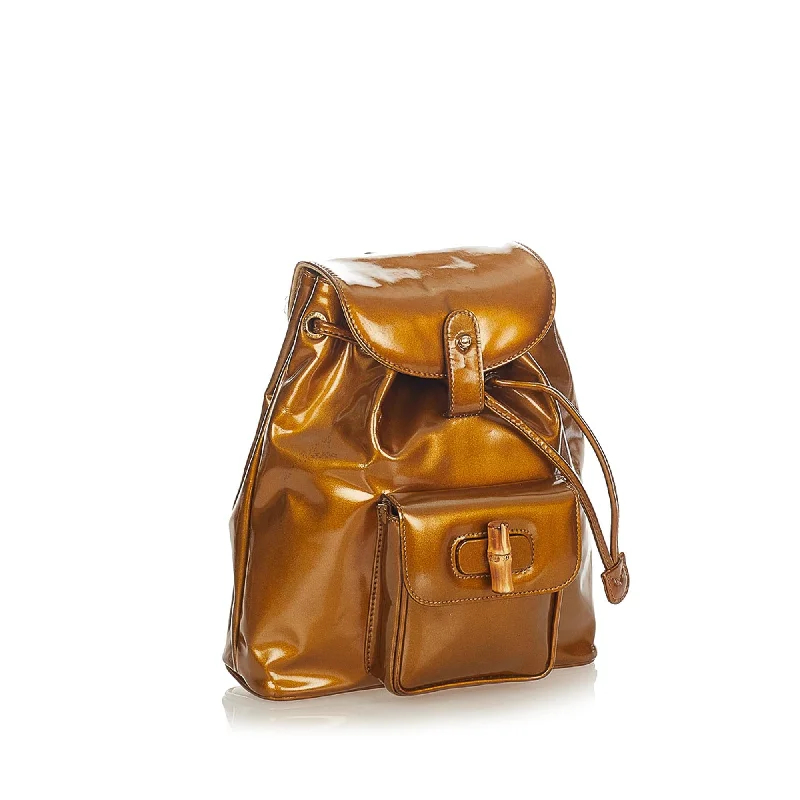 Gucci Bamboo Patent Leather Backpack (25222)