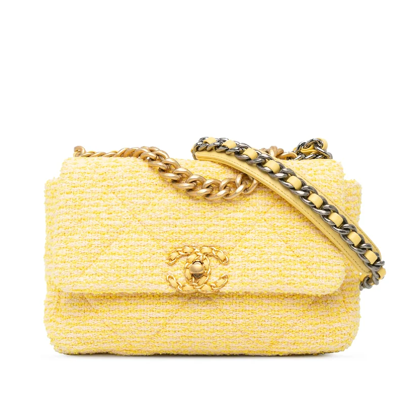 Yellow Chanel Medium Tweed 19 Flap Satchel