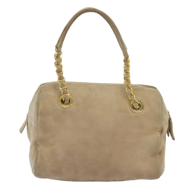 PRADA Hand Bag Suede Beige  76978