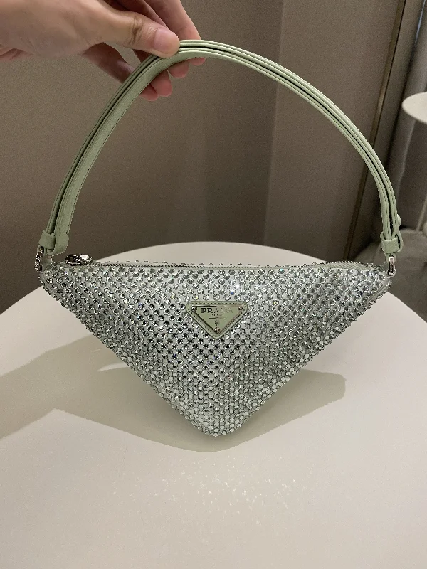 Prada Triangular Crystal Auqa Green