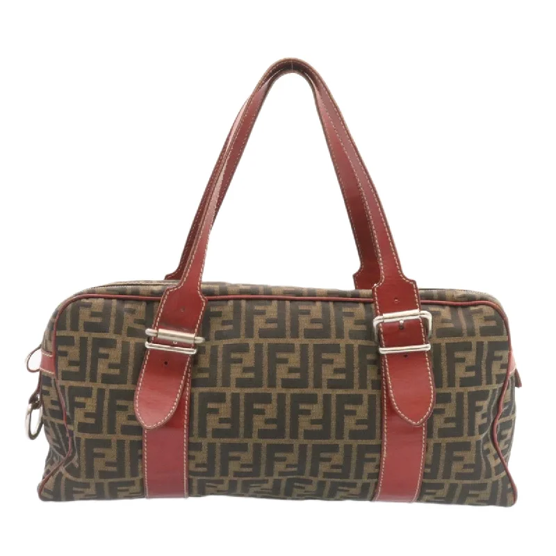 FENDI Zucca Canvas Boston Bag Brown Red  am1732g