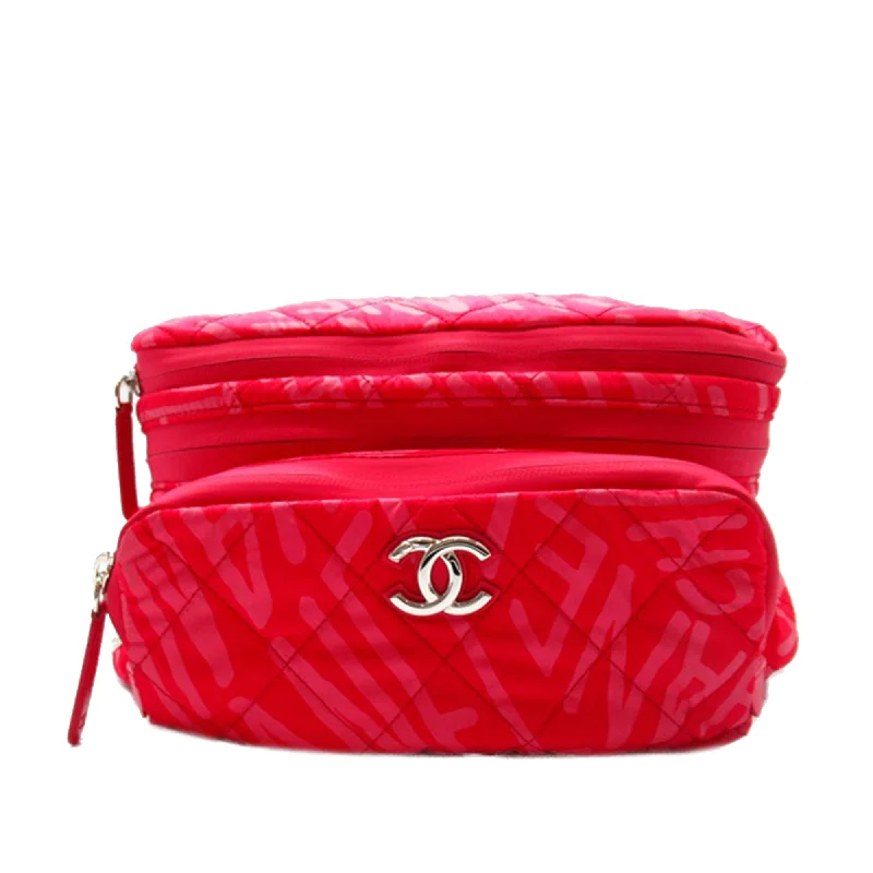 Pink Chanel Printed Nylon Coco Neige Convertible Backpack