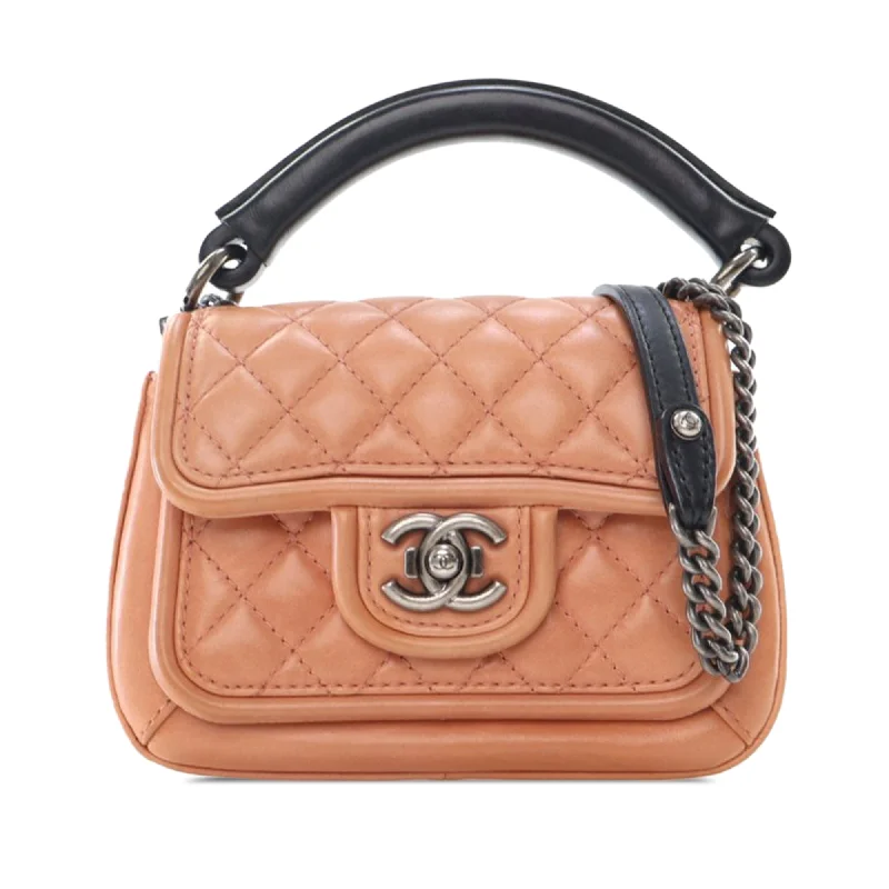 Tan Chanel Small Quilted Calfskin Prestige Flap Satchel