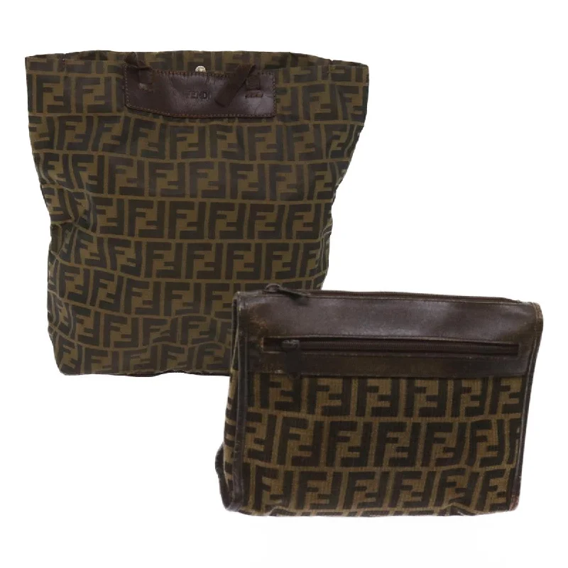 FENDI Zucca Canvas Clutch Bag 2Set Black Brown  66087