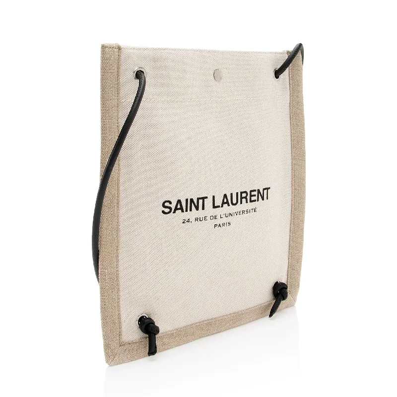 Saint Laurent Canvas Calfskin Rive Gauche Backpack Upp8zK