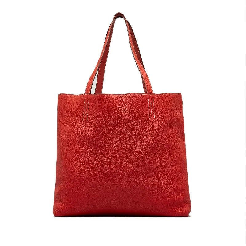 Red Hermès Clemence Double Sens 36 Tote Bag