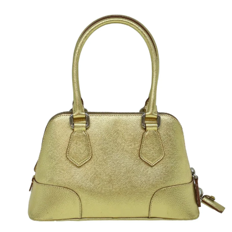 PRADA Hand Bag Safiano leather Gold  60231A