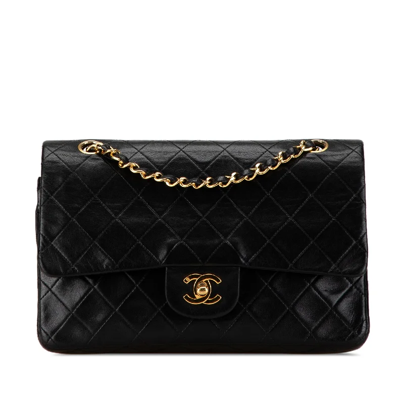 Black Chanel Medium Classic Lambskin Double Flap Shoulder Bag