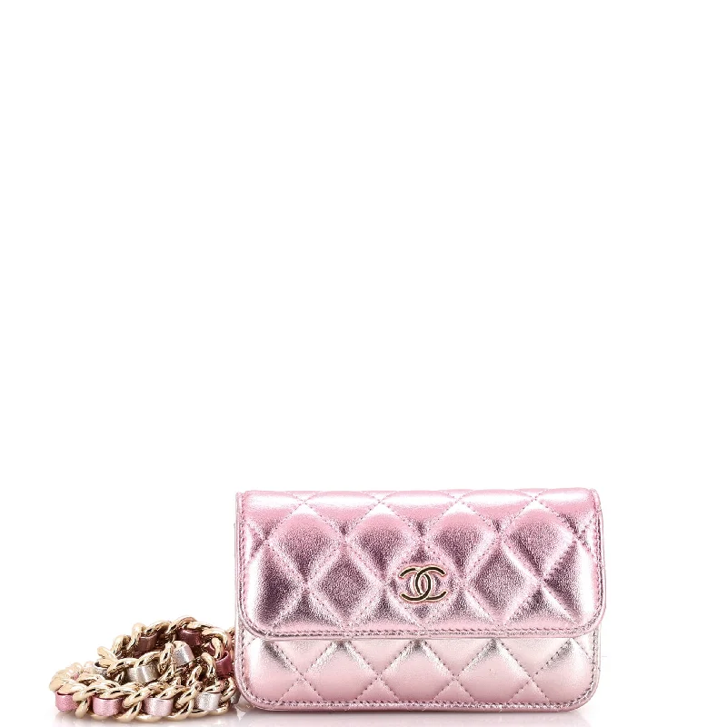 Coco Punk Chain Clutch Quilted Gradient Metallic Lambskin