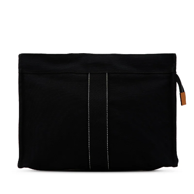 Black Hermès Toile Deauville Clutch