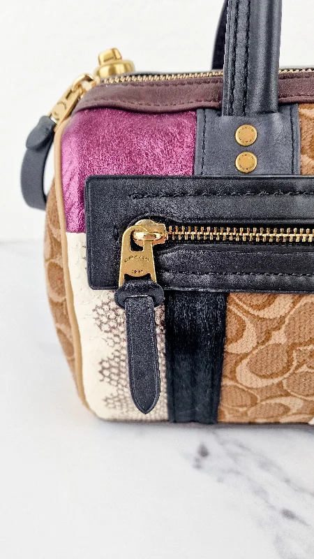 Coach 1941 Shuffle Multi Stripe Jacquard Sample Bag in Limited Edition - Patchwork Panelled Colorblock Leather Pink & Brown Duffle Bag Coach Signature