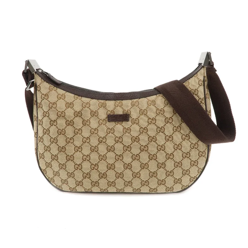 GUCCI GG Canvas Leather Shoulder Crossbody Bag Beige Brown 122790