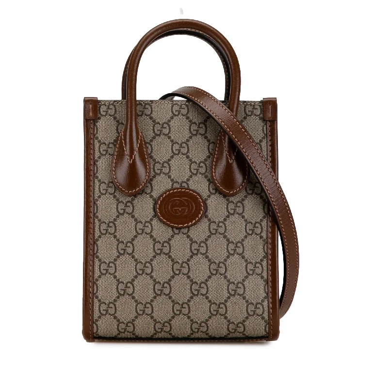 Brown Gucci Mini GG Supreme Interlocking G Satchel