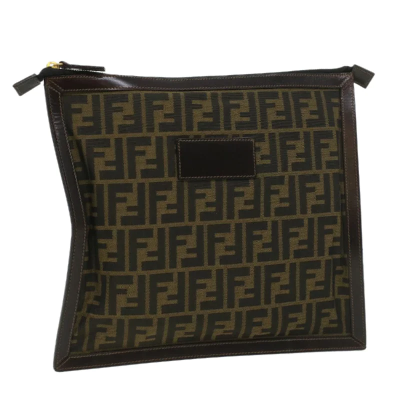 FENDI Zucca Canvas Clutch Bag Brown  am3368