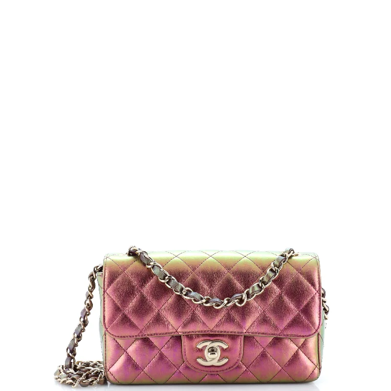 Classic Single Flap Bag Quilted Iridescent Lambskin Mini