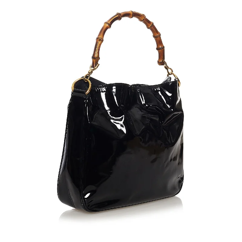 Gucci Bamboo Patent Leather Satchel (33215)