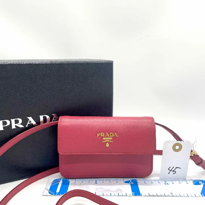 Prada Saffiano Vintage Clutch Crossbody Bag,Leather,Pink