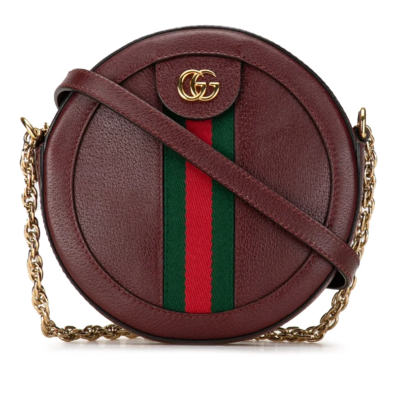 Red Gucci Mini Round Ophidia Leather Crossbody Bag