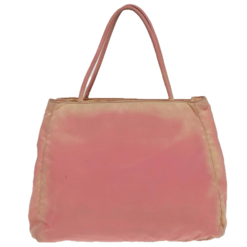 PRADA Hand Bag Nylon Pink Silver  86444