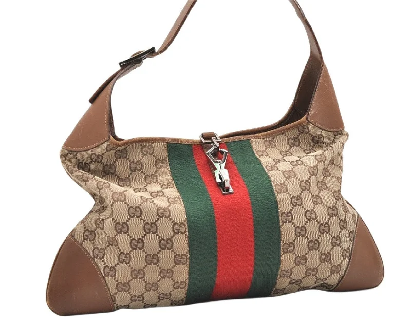 Auth GUCCI Web Sherry Line Kandinsky Shoulder Bag GG Canvas Leather Brown 5642K