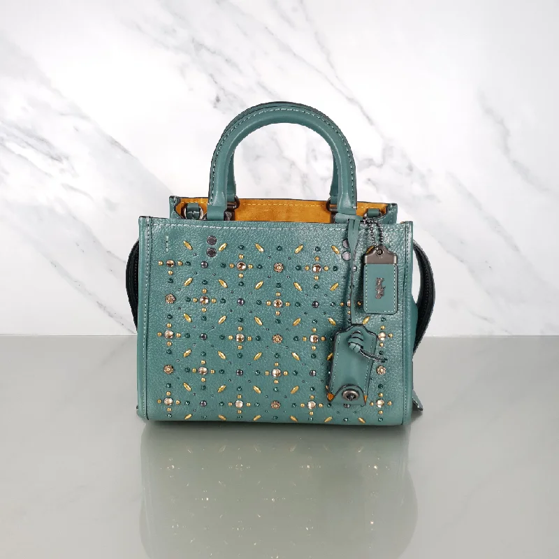 Coach 1941 Rogue 25 in Dark Turquoise With Prairie Rivets Satchel 21590