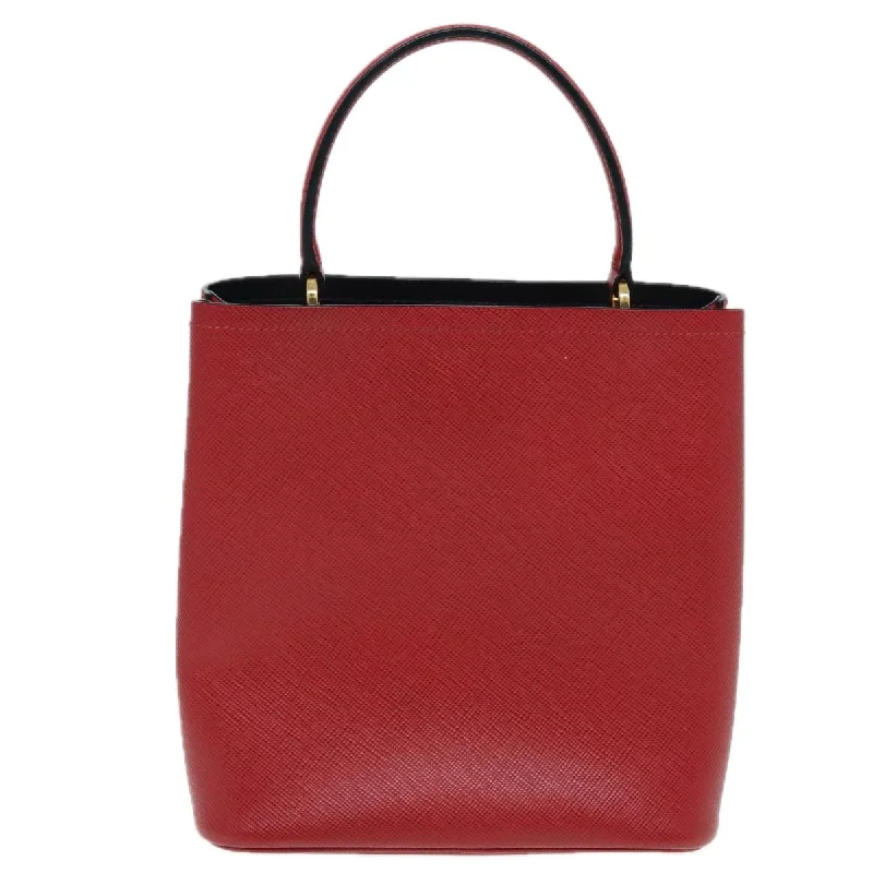 PRADA Hand Bag Safiano leather 2way Red  83162