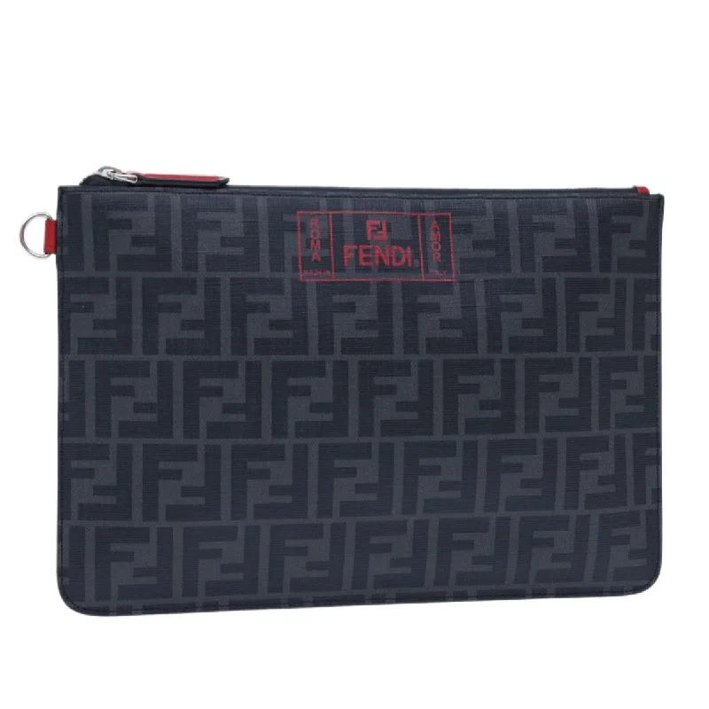 FENDI Zucca Canvas Clutch Bag Black  yk8081