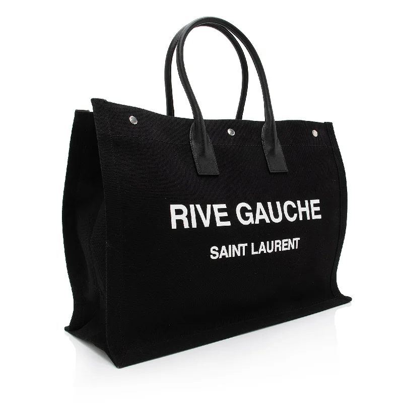 Saint Laurent Canvas Calfskin Rive Gauche Large Tote PjHcZm