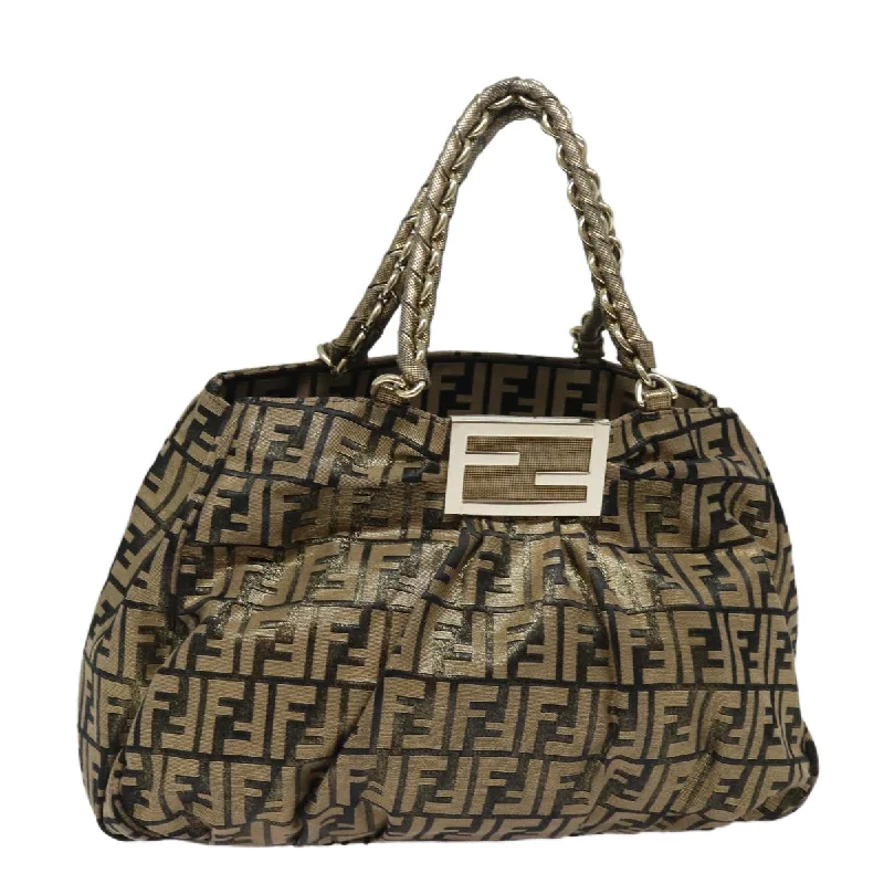 FENDI Zucca Canvas Chain Hand Bag Gold  fm3589