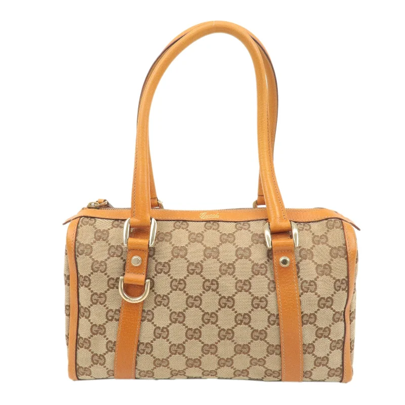 GUCCI Abbey GG Canvas Leather Mini Boston Bag Beige Orange 130942