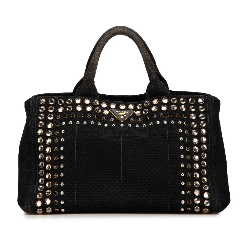 Black Prada Canapa Denim Bijoux Satchel