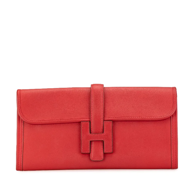 Red Hermès Swift Jige Elan 29 Clutch Bag