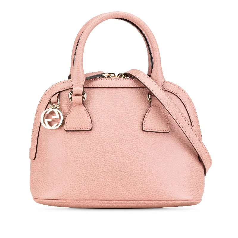 Pink Gucci Mini Leather GG Charm Dome Satchel