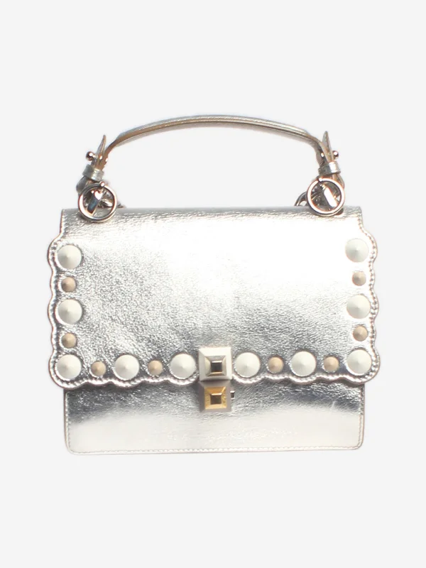 Silver studded Kan i cross-body bag