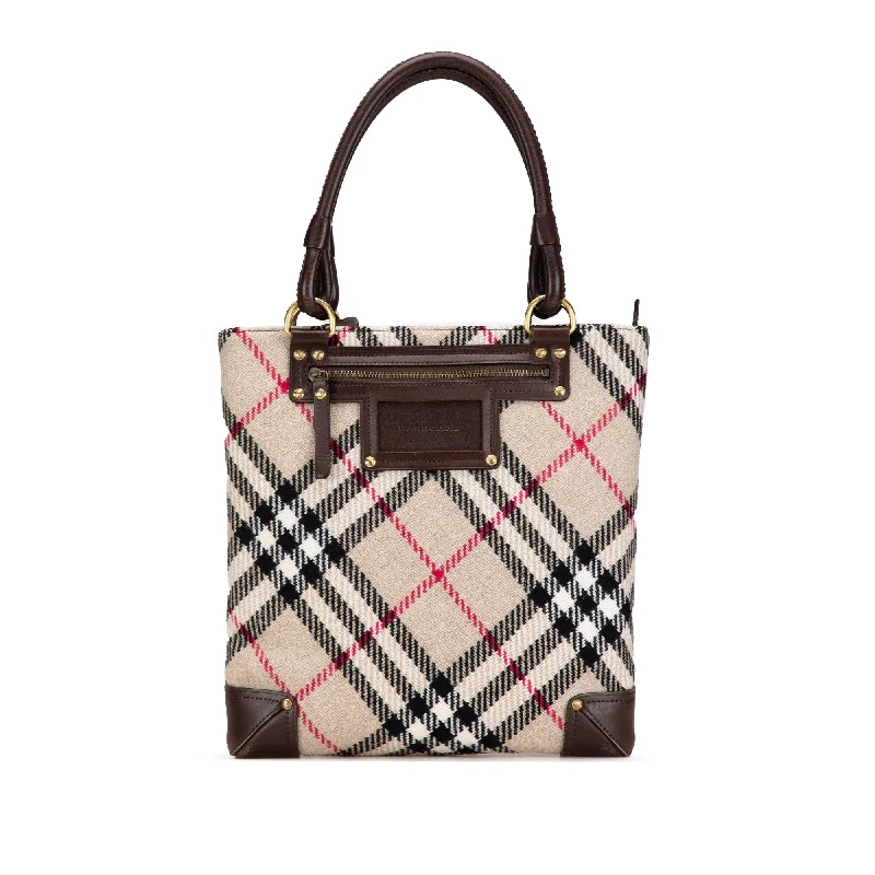 Brown Burberry Supernova Check Wool Tote