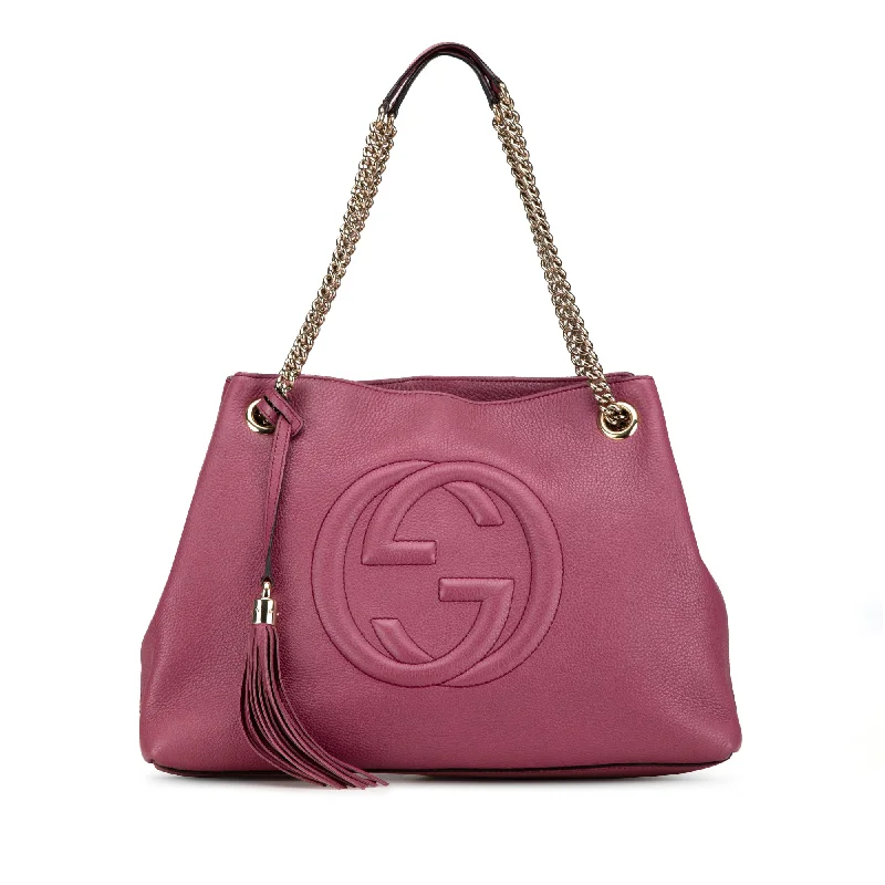 Pink Gucci Medium Leather Soho Chain Tote