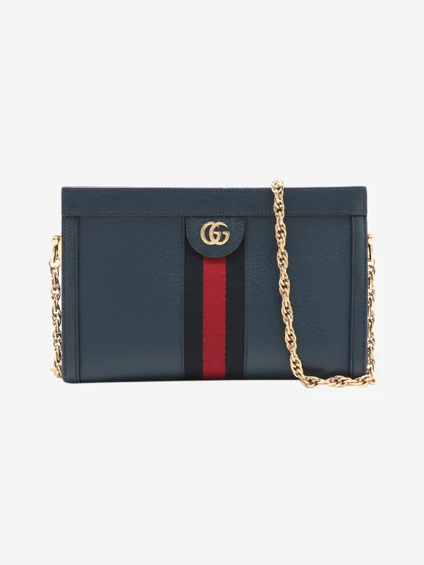 Blue GG Ophidia leather shoulder bag