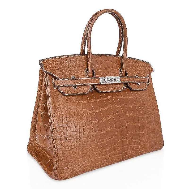 Hermes Diamond Birkin 35 Bag Fauve Barenia Matte Alligator Rare