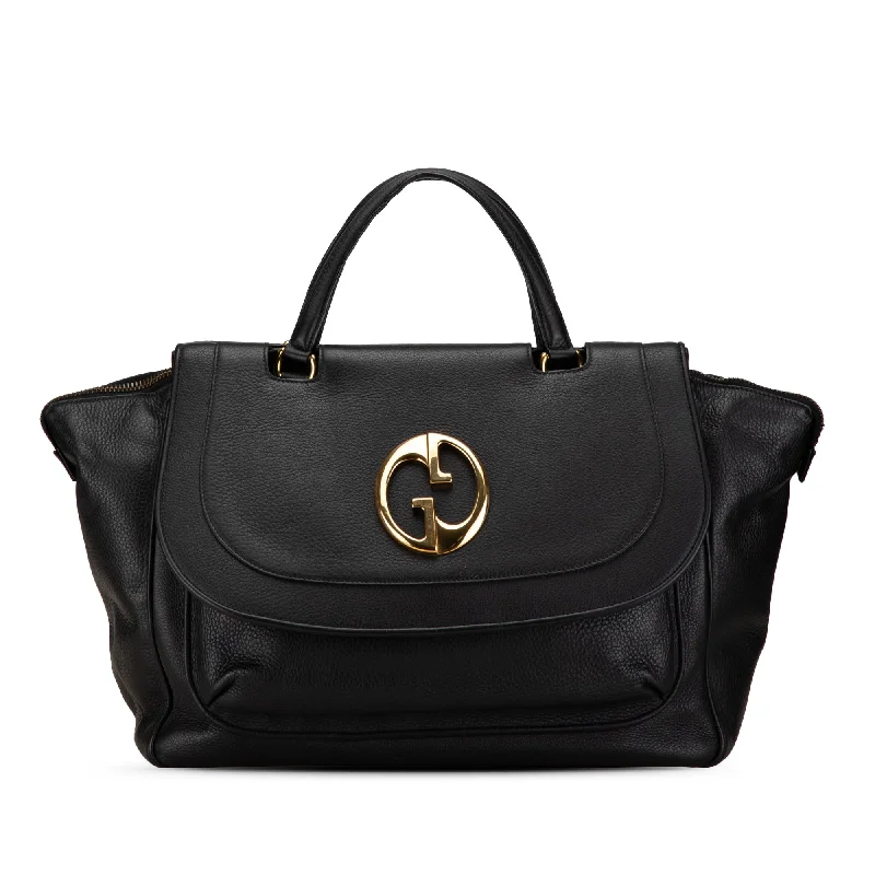 Black Gucci Medium Leather 1973 Handbag