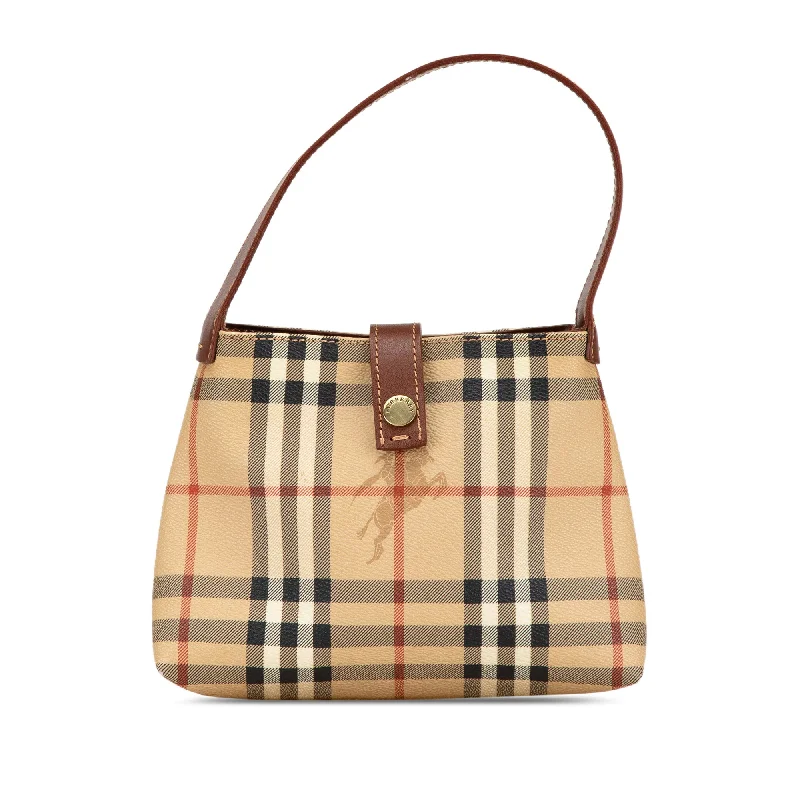 Brown Burberry Haymarket Check Coated Canvas Handbag