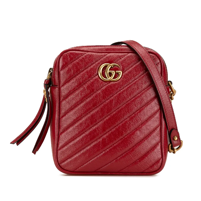 Red Gucci GG Marmont Double Zip Camera Bag